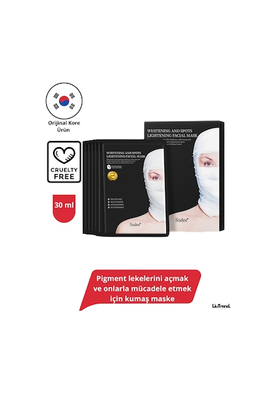 Sudee Whitening And Spots Lightening Facial Mask 30 Ml 5 Ad Lekelerini Açmak İçin Kumaş Maske