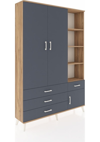 Arges Dolap 5 Raflı 4 Çekmeceli Tek Askılı 132x30x195 Çam-antrasit/antrasit Antrasıt/antrasıt Arges Dolap 5 Raflı 4 Çekmeceli Tek Askılı 132x30x195 Çam-antrasit/antrasit Antrasıt/antrasıt