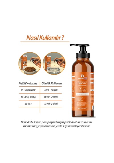 Kedi Ve Köpekler İçin Tüy Dökülmesini Önleyici Omega 3-6 Premium Balık Yağı 200 Ml Yüksek Epa & Dha
