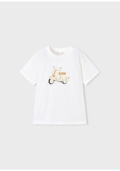 Mayoral Erkek Çocuk Kabartmalı Motor Desenli T-shirt Krem - 03059