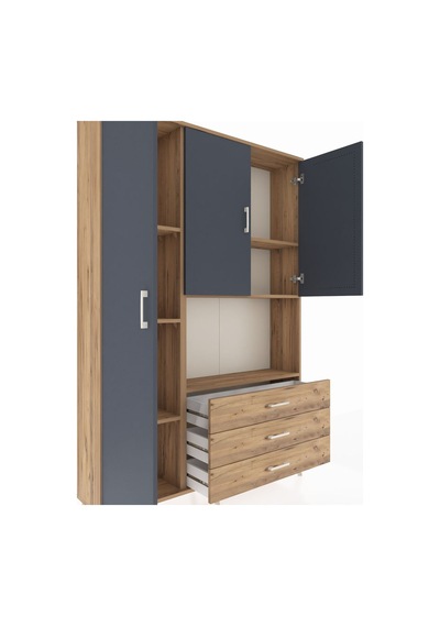 Arges Dolap 6 Raflı 3 Çekmeceli 3 Kapaklı 132x30x195 Çam-antrasit/çam Antrasıt/atlas Çam Arges Dolap 6 Raflı 3 Çekmeceli 3 Kapaklı 132x30x195 Çam-antrasit/çam Antrasıt/atlas Çam