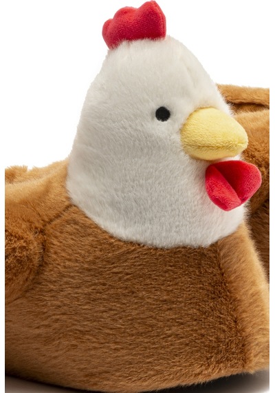Twigy Chicken Kadın, Garson Boy Hayvanlı Panduf Kahverengi 36/41