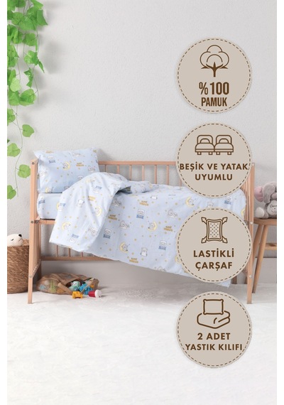 Baby %100 Pamuk Dream Sweet Bebek Nevresim Takımı - Mavi