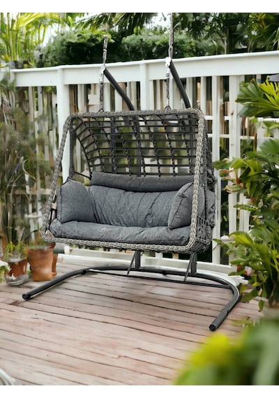 Tu Tienda İki Kişilik Rattan Örgü Salıncak,antrasit Antrasit Tu Tienda İki Kişilik Rattan Örgü Salıncak,antrasit Antrasit