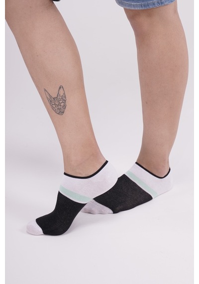 The Socks Company 3 Çift Özel Kutulu Erkek Görünmez Çorap 23SDCR151P Beyaz - Gri