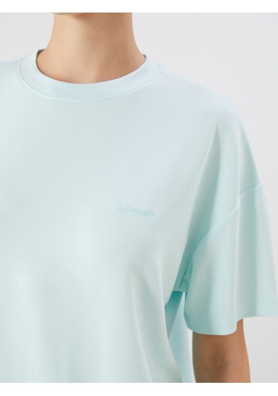 Lcw Vision Turkuaz Oversize Soft Touch Kadın Tişört