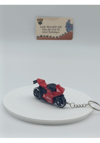 Süpersport Motosiklet Metal Anahtarlık Kırmızı - Diecast Yarış Motoru Figürü