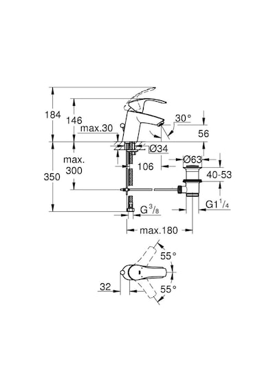 Grohe Eurosmart S-Boyut Lavabo Bataryası Krom 33265002
