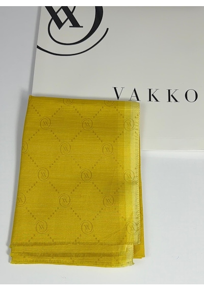 Vakko Pamuk İpek Şal - 68 X 200 - 6356 Hardal