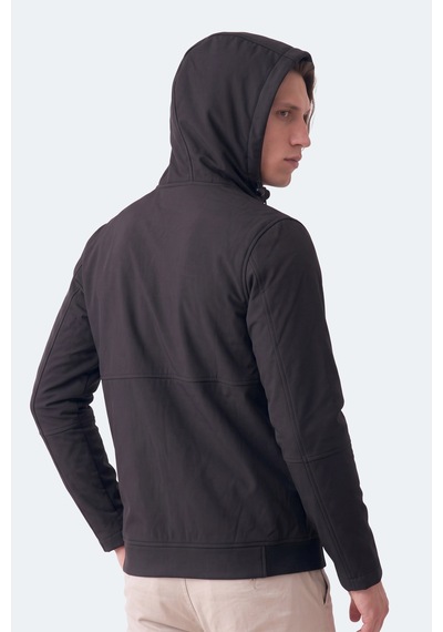 Slazenger Crest I Erkek İçi Polarlı Rüzgar Ve Su Geçirmez Softshell Siyah Mont & Kaban