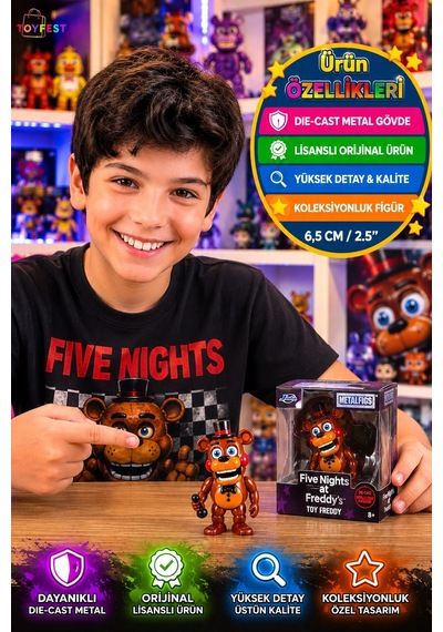 Five Nights At Freddy's Toy Freddy Metalfigs Die Cast Koleksiyon Figürü Jada Toys 6.5 Cm