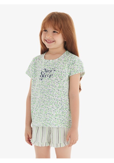 Kız Çocuk T-shirt 51824 - Çiçek Baskılı Baskılı