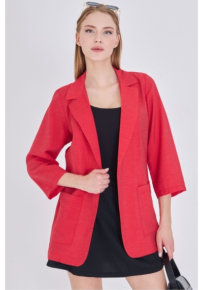 Armonika Kadın Kırmızı Cepli Oversize Ceket Arm-25y001064