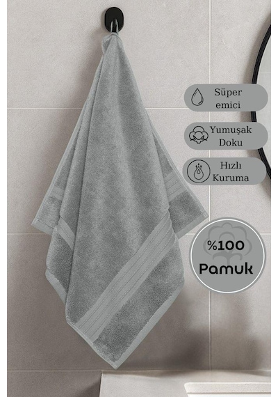 Pamuk Tekli Havlu Karna Premıum Ramse - 70 X 140 Gri