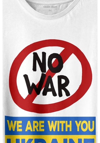 No War We Are With You Ukraine Savaşa Hayır Ukrayna Baskılı Tişört Unisex T-shirt 001