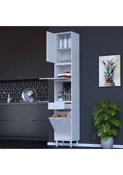Modilayn Ece Çok Amaçlı Mutfak Dolabı Fırın Bölmeli, Çekmeceli, Kapaklı Ve Sepetli 45 Cm Beyaz Modilayn Ece Çok Amaçlı Mutfak Dolabı Fırın Bölmeli, Çekmeceli, Kapaklı Ve Sepetli 45 Cm Beyaz