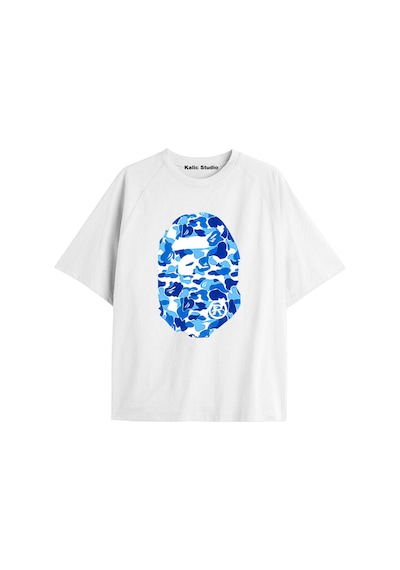 Kalic Studio Bappe Maymun Oversize T-shirt Beyaz Gümüş