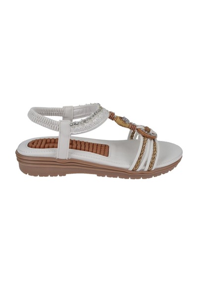 Guja Taş Detaylı Comfort Kadın Sandalet Gj-24y120-4 Beyaz-beyaz Beyaz