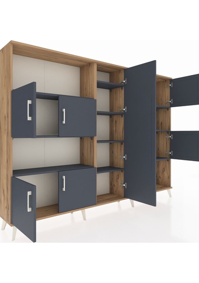 Arges Dolap 10 Raflı 9 Kapaklı 220x30x163 Çam-antrasit Çam-antrasit Arges Dolap 10 Raflı 9 Kapaklı 220x30x163 Çam-antrasit Çam-antrasit