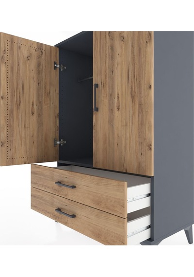 Hyperion Dolap Tek Raflı 2 Çekmeceli Tek Askılı 88x44x134 Antrasit-çam Antrasit Hyperion Dolap Tek Raflı 2 Çekmeceli Tek Askılı 88x44x134 Antrasit-çam Antrasit