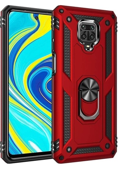 Teleplus Xiaomi Redmi Note 9 Pro Kılıf Tank Koruma Vega Standlı Yüzüklü Mıknatıslı
