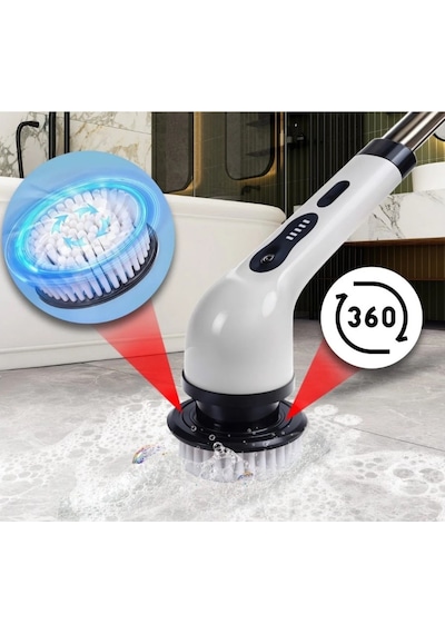 Şarjlı Ve Elektrikli Temizlik Fırçası 7 Adet Başlık Turbo Dönüş Teknolojisi Mutfak Banyo