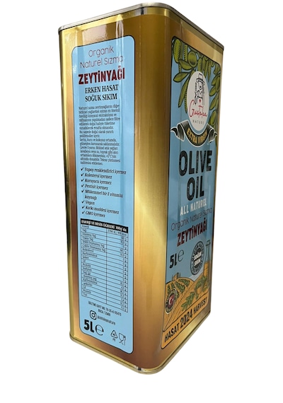 Gustolea Nature Organik Bebek Soğuk Sıkım Naturel Sızma Zeytinyağı 5 L