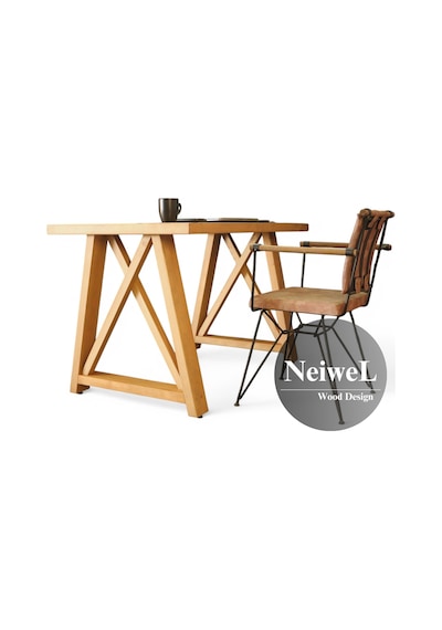Neiwel Wedel Doğal Ahşap Çalışma Ve Ofis Masası-70cm-180cm Açık Ceviz