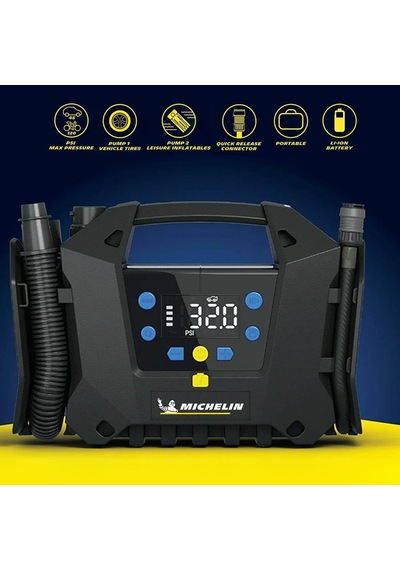 Michelin Mc34259 11.1volt/2.5ah. Li-ion 120psı Ayarlanabilir Dijital Basınç Göstergeli Şarjlı Lastik &amp Yatak Ş