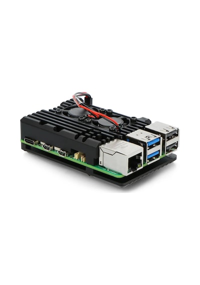 Raspberry Pi 5 Çift Fanlı İki Kablolu Alüminyum Kasa Soğutucu Muhafaza Kutusu