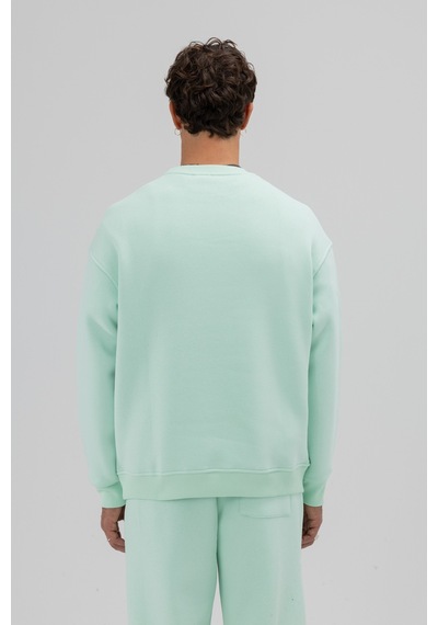 Vamos Basic Bisiklet Yaka Oversize Sweatshirt Mint