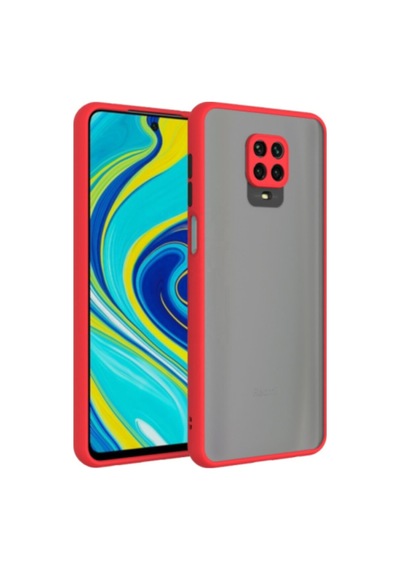 Xiaomi Redmi Note 9 Uyumlu Kamera Lens Korumalı Mat Kenarları Renkli Silikon Telefon Kılıfı Kırmızı