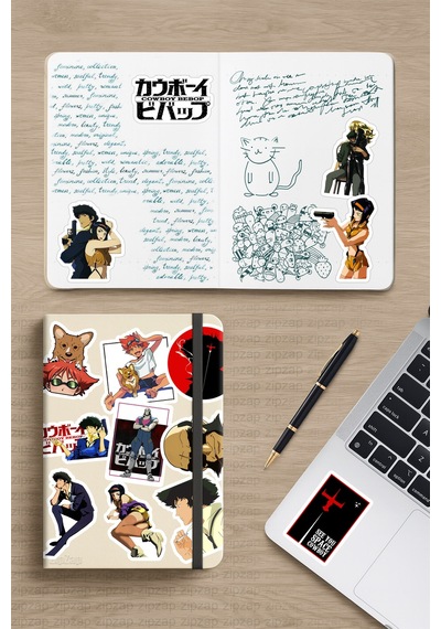 Cowboy Bebop Kovboy Bebop Anime Telefon Laptop Bullet Journal Sticker Paketi 26 Adet Çok Renkli