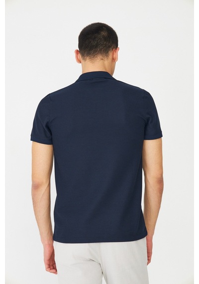Lacivert Modern Kesim Polo Yaka Erkek T-shirt Laci