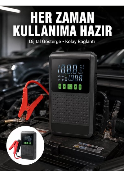 Northcity Güçlü Taşınabilir Araç Akü Şarj Cihazı Ve 150 Psı Dijital Kompresör - Acil Durum İçin Yeni Nesil Çözüm