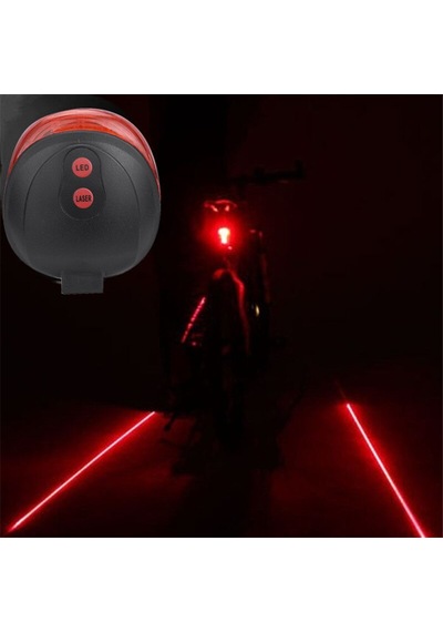 Xbyc 9685 Bisiklet Arka Lazerli Stop Lamba Led Lazer Işıklı Gri - Siyah