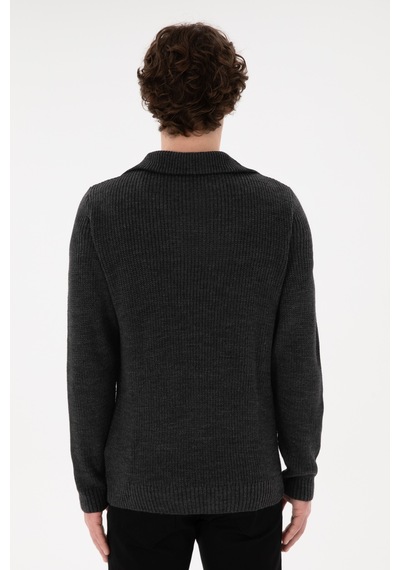 U.S. Polo Assn. Erkek Regular Fit Yarım Fermuarlı Antrasit Kazak 50297047-VR006