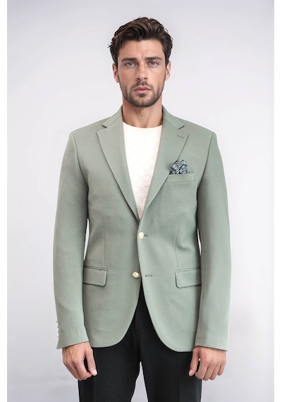 Haki Yeşil Kendinden Desenli Örme Altın Renk Metal Düğmeli Slim Fit Erkek Blazer Ceket - Wessi Green Haki Yeşil Kendinden Desenli Örme Altın Renk Metal Düğmeli Slim Fit Erkek Blazer Ceket - Wessi Green