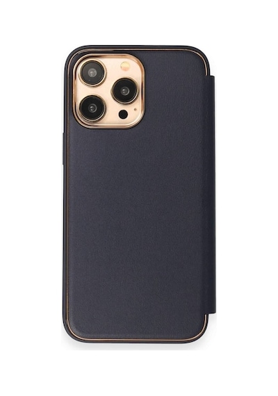 Apple Uyumlu iPhone 12 Pro Kapaklı Kılıf Parmak Izi Bırakmaz Dışı Deri Içi Süet Tasarım Lacivert