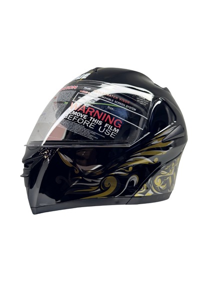 Kask Vrt Marka Vizörlü Çeneden Açılır Siyah - Gold