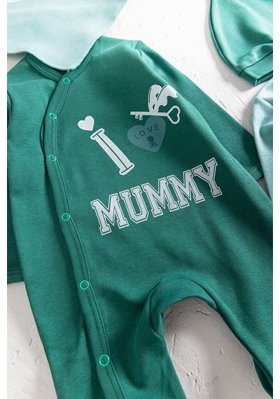Babymod I Love Mummy Baskılı 2'Li Uzun Kollu Kız/Erkek Bebek Tulum Takım