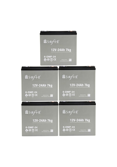 Safir 12 V - 24 Ah Grafen Jel Akü 5'li Set Elektrikli Bisiklet Aküsü