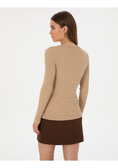 Pierre Cardin Kadın Bej Melanj Kazak /triko 50317062-vr156 Bej Melanj