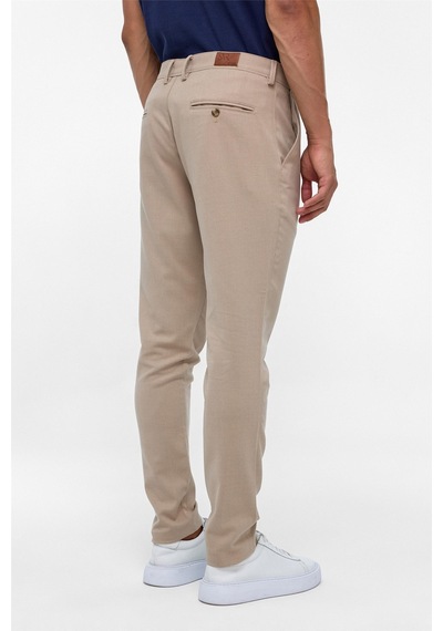 Süvari Bej Slim Fit Desenli Kumaş Pantolon-38291 Bej