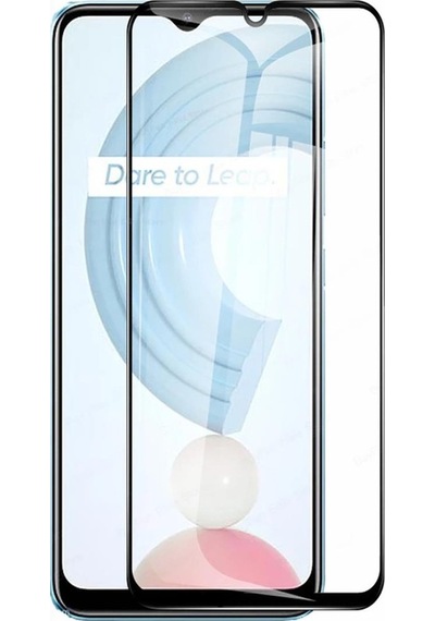 Microcase Realme C21Y Tam Kaplayan Çerçeveli Cam - Siyah