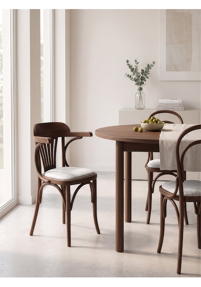 Thonet Kolçaklı Klasik Ahşap Sandalye Ceviz