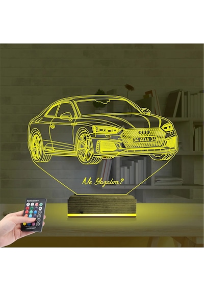 Luvivia Spor Araba Audi Kişiye Özel 3d Lamba - Masa Gece Lambası V2 Şeffaf