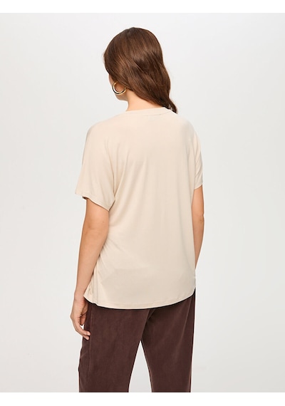 Faik Sönmez Beli Bağcık Detaylı Yuvarlak Yaka Modallı Tunik T-shırt S26tsh077 Us26tsh07772 Taş