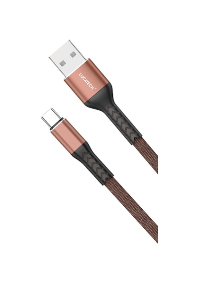 Type-c Hızlı Şarj Kablosu Kahverengi, Örgülü, Kırılmaz, 1m Usb Girişli