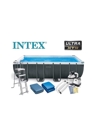İntex 26356np Ultra Xtr Dikdörtgen Prefabrik Aile Havuzu 549x274x132cm Merdiven+filtre+örtü Set